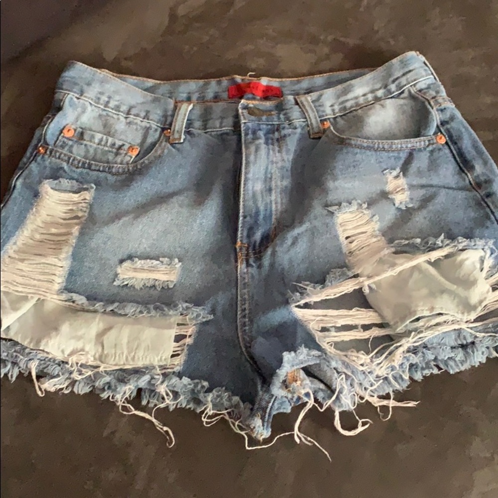 High waisted denim shorts